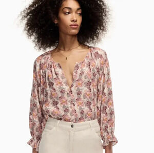 Aritzia Wilfred Sensibility Floral Print Button Down Casual Women's Blouse Small